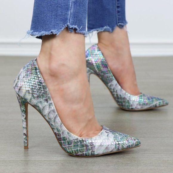 Shoes - Mermaid Print Pointy Toe Sexy High Heel
